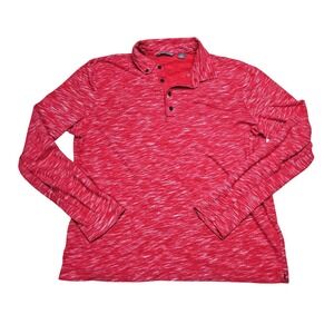 Michael Bastian Polo Shirt Mens M Red Space Dye Slub Long Sleeve Casual Preppy